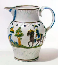 Prattware-Krug und Teedose, ca. 1790-95